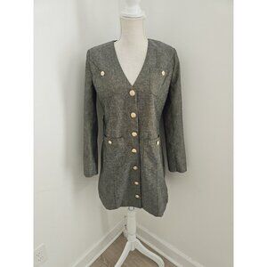 Pomander Place Tuckernuck Keira Cotton Linen Mini Blazer Dress S V-Neck Gray